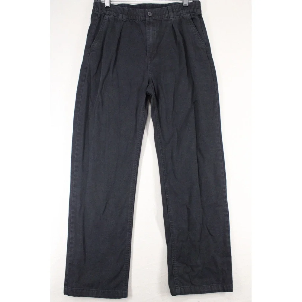 Polo Ralph Lauren Boys Faded Black Chino Pants Elastic Waist Size 16